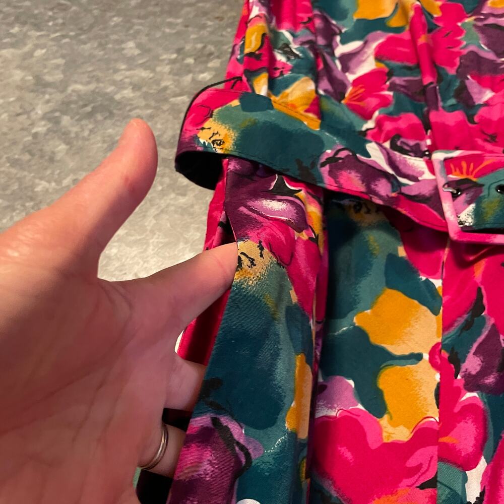 Vintage ED Michaels by Melanie Drucker 80s Retro Floral Belted Maxi Dress 5/6 - Picture 3 of 16